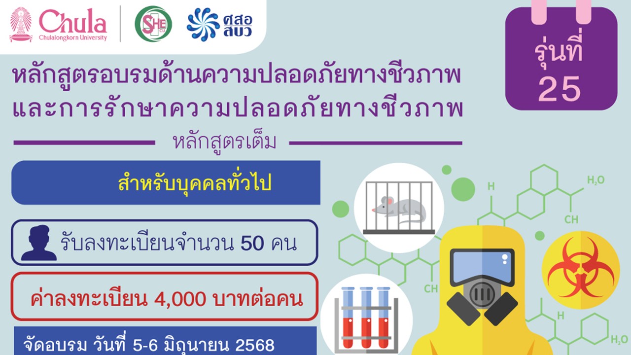 โครงการอบรมเชิงปฏิบัติการ ความปลอดภัยทางชีวภาพและการรักษาความปลอดภัยทางชีวภาพ รุ่นที่ 25 